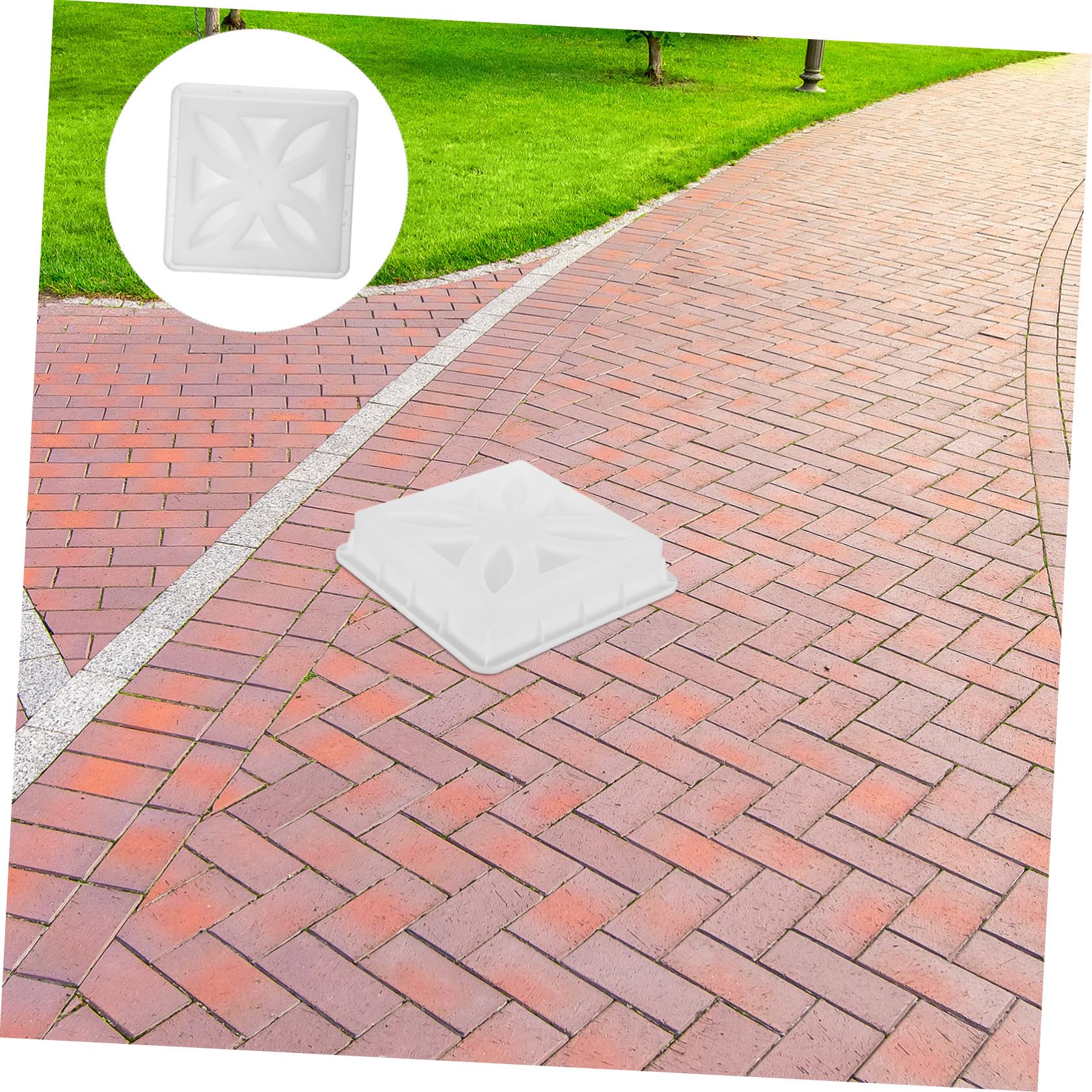 Sewroro Molde para Ladrillos Huecos de Hormigón, Molde de Ladrillo de Hormigón, Plástico Blanco, 35x35x7,5cm, Reutilizable, para Jardinería y Paisajismo Exterior