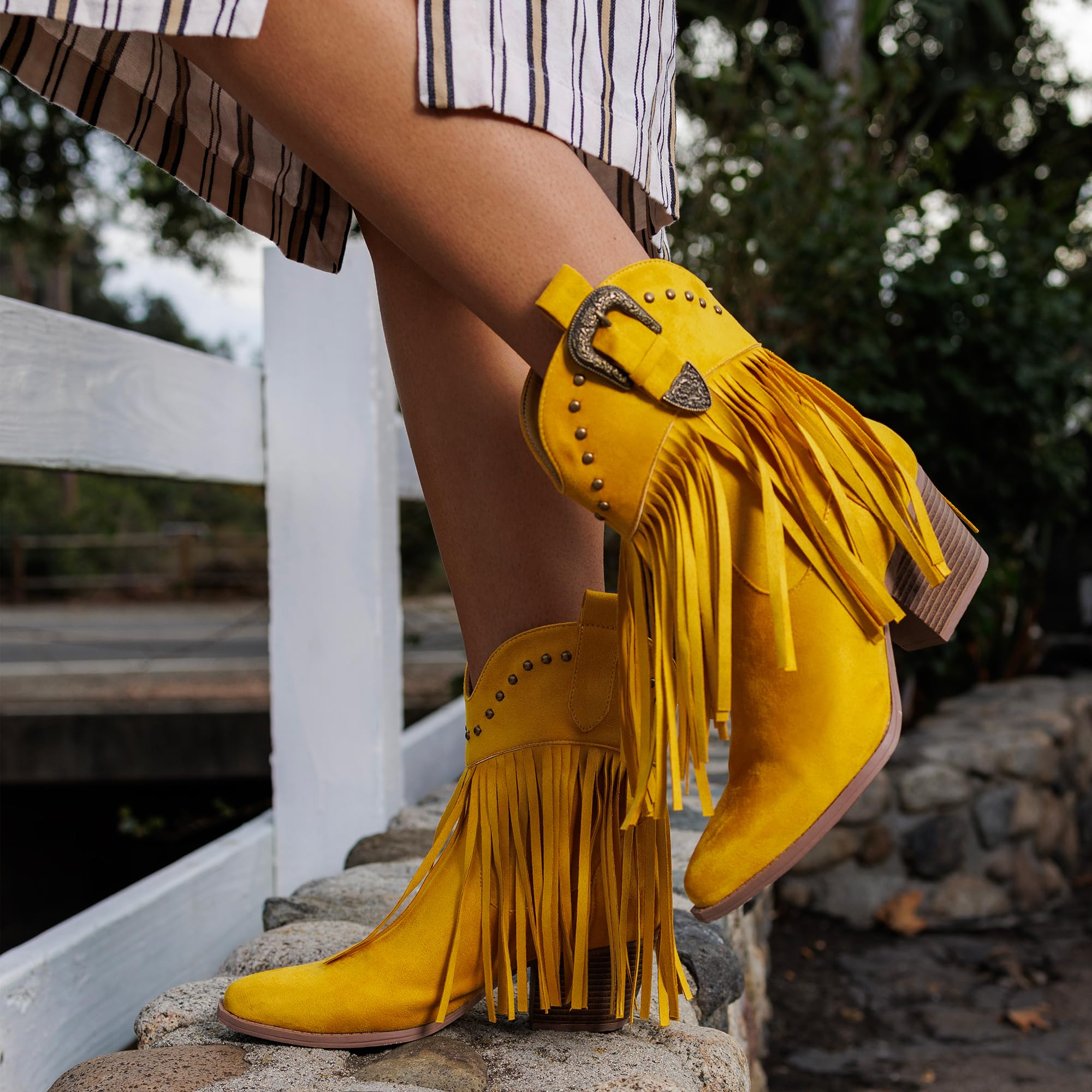Hawkwell Botines de vaquero con flecos para mujer