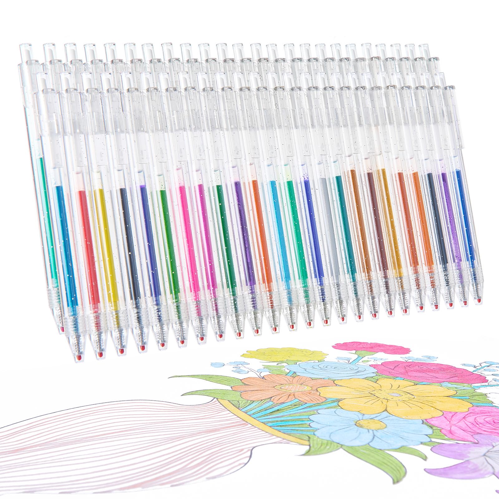 Click Glitter Gel Pen Set, 48 Colors 1.0mm for Coloring &amp; Journaling
