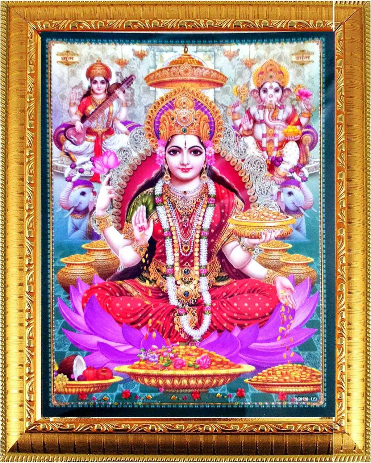 Laxmi Ganesh Saraswati Frame - Hindu God Decor -7 Laxmi Ganesh Saraswati Frame - Hindu God Decor -7