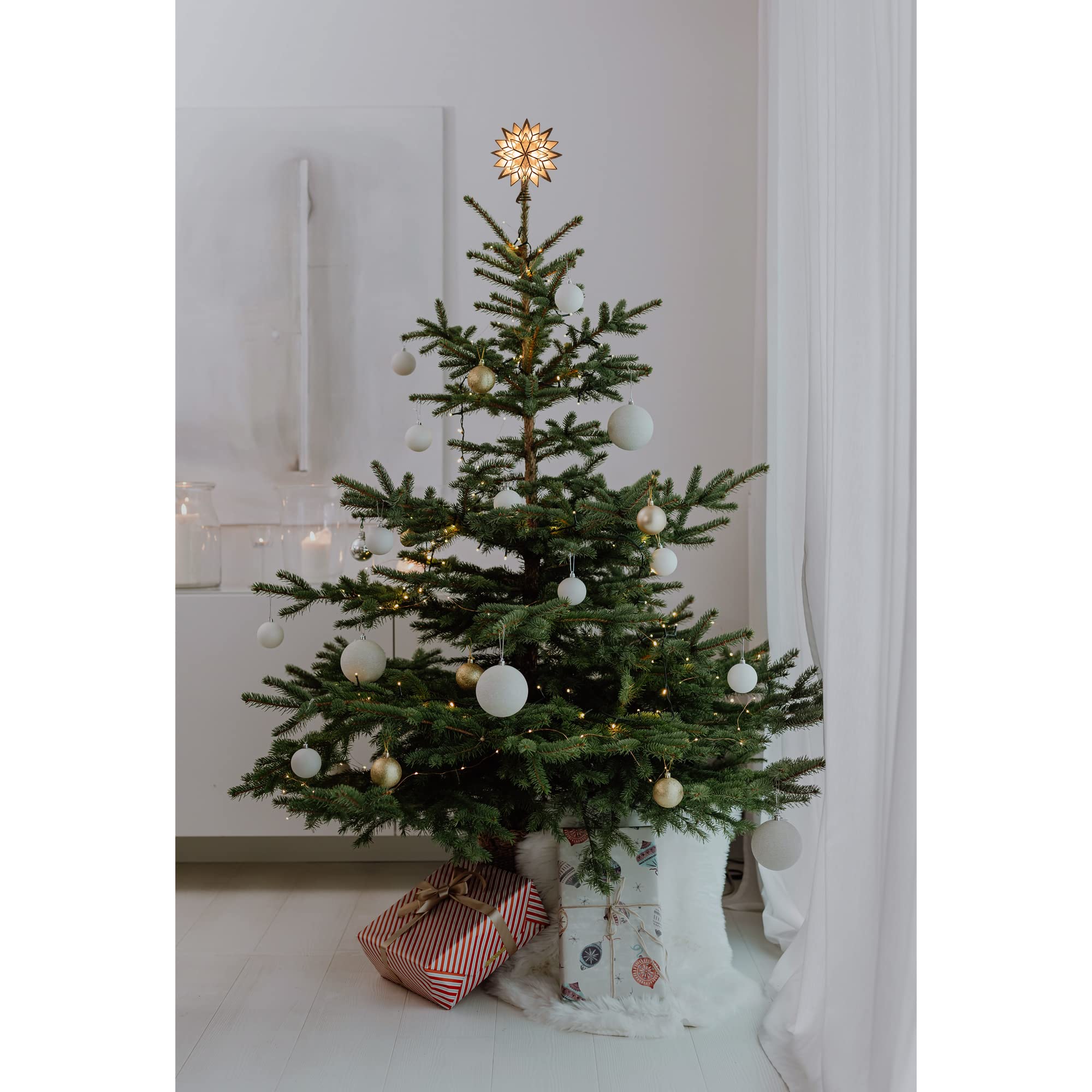 Kurt S. Adler 10 lumières 8 Points Blanc pailleté étoile capiz cimier de Sapin de Noël, 24,1 cm