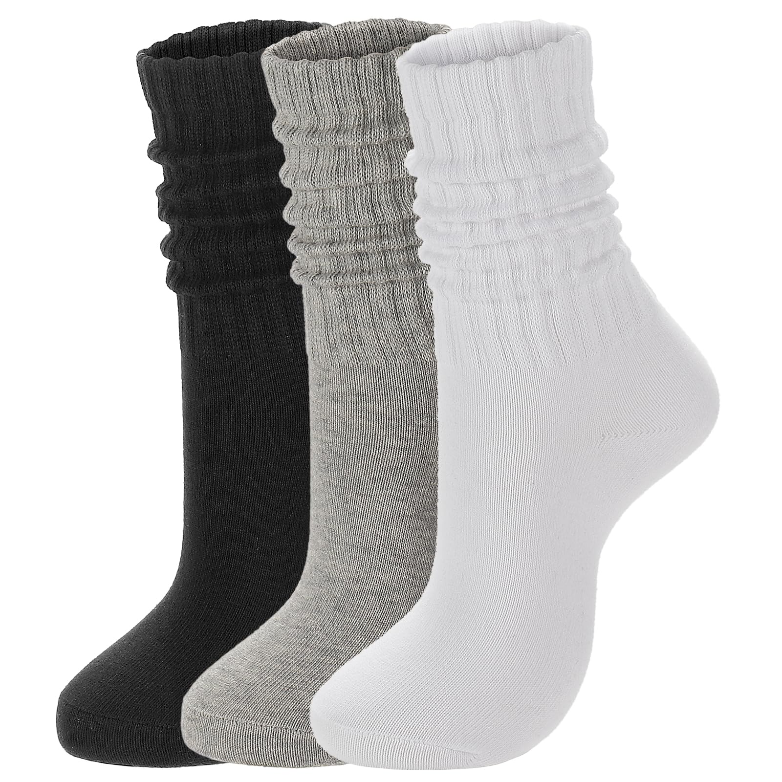Ultrafun 3/5 Pairs Women's Scrunch Crew Socks Cotton Retro Boot Calf Slouch Socks Sports Casual