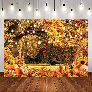 Avezano Fall Backdrop for Photography 8x6ft Forest Maple Leaves Scenery Thanksgiving Day Photo Background Kids Children Portrait Photo Booth Props
