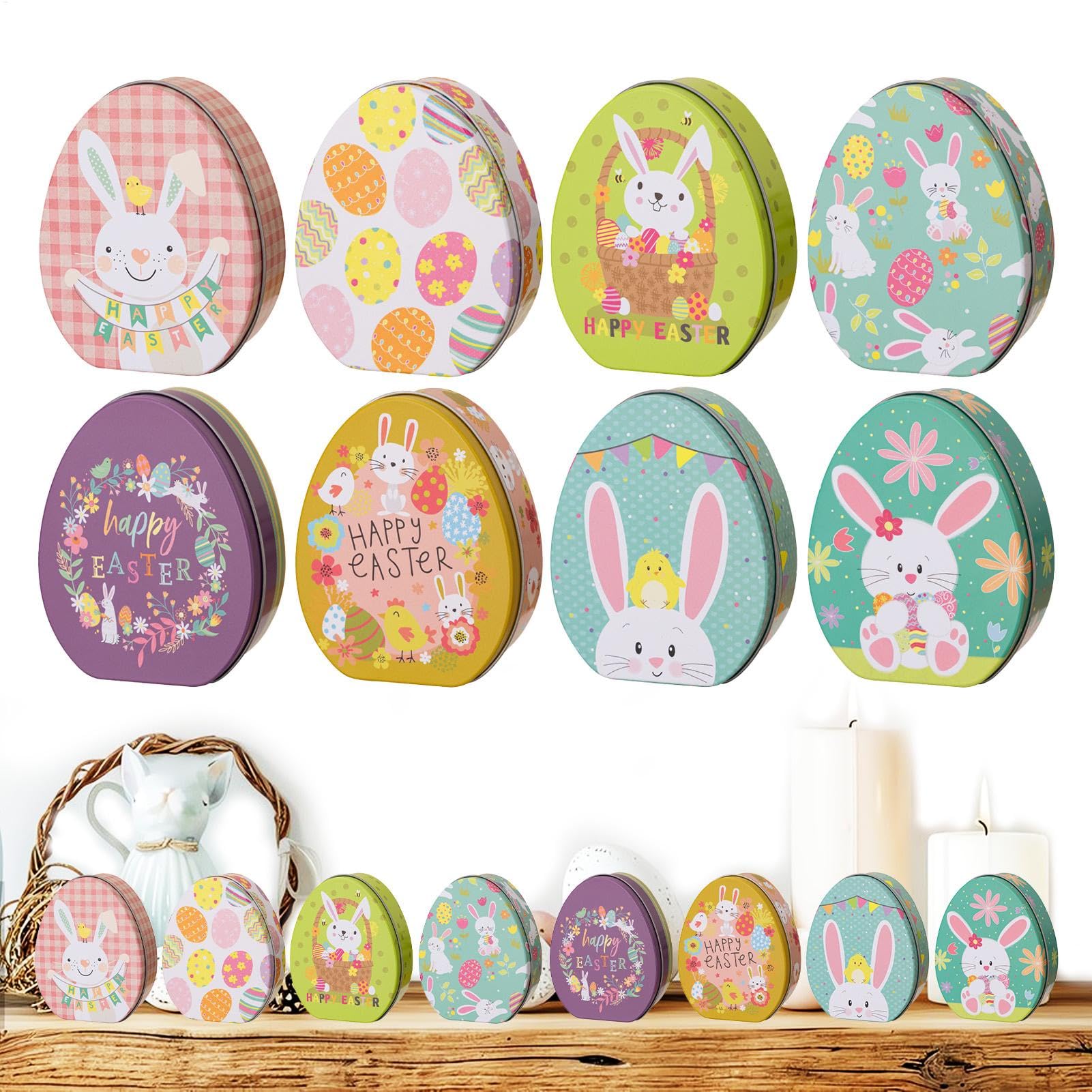 Easter Candy Jar, króliczka Candy Jar 8x w kształcie jajka czekoladowe | Stołowe elementy, dekoracyjny pojemnik do przechowywania żywności, dekoracja wielkanocna na czekoladowe c