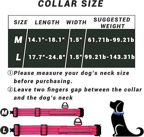 Miniatura 9 de Collar táctico para perro, collar ajustable de nailon para entrenamiento militar con mango de control, hebilla de metal resistente para perros