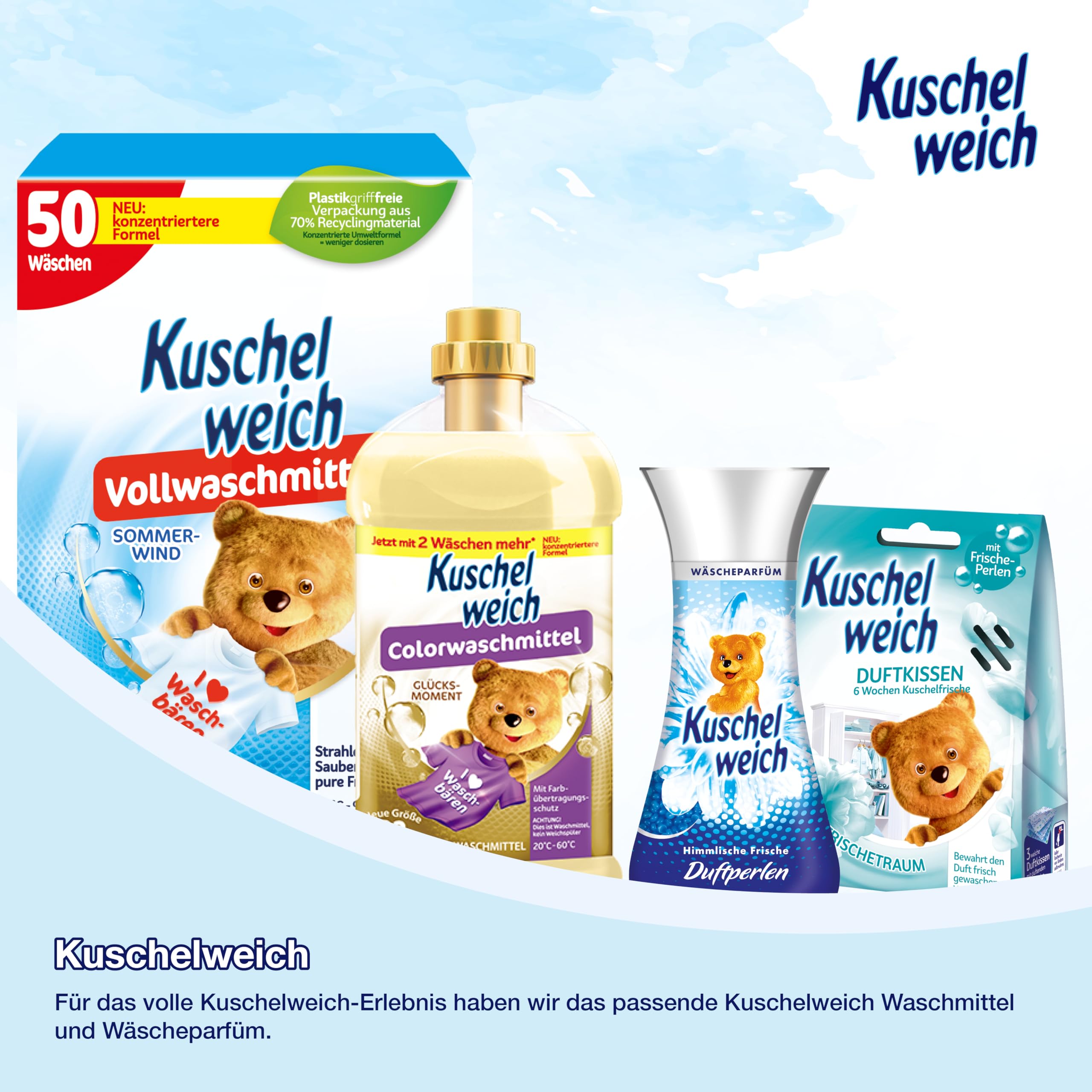 Kuschelweich Weichspüler - 6 x 2 l für je 76 Wäschen, kuschlig-weich, hautverträglich, mikroplastikfrei - Sanft und Mild