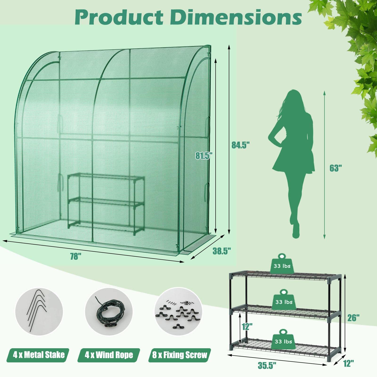 Amazon.com : Graffy 7'x3.5'x7' Lean to Greenhouse, Walk in Green