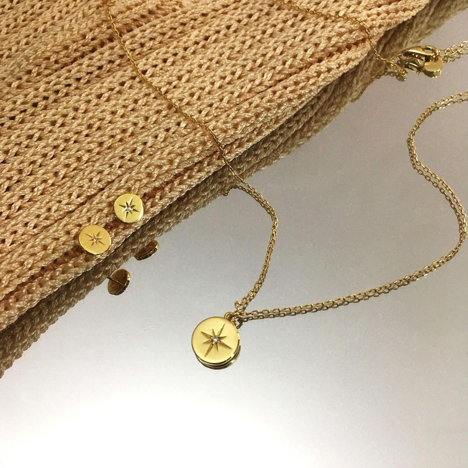 S.Leaf Gold Dainty Pendant Necklaces for Women Sterling Silver Gold Plated Layered Horizontal Vertical Bar Star Starburst Moon Cubic Zirconia Lariat Necklace for Women Trendy Gifts - Image 3