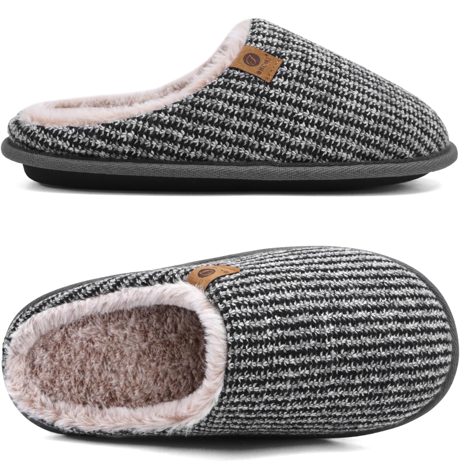 ONCAI Pantofole da Uomo Invernali, Comoda Memory Foam Calde Scarpe da Casa in Lana Con Suola Antiscivolo Taglia 40-49 EU