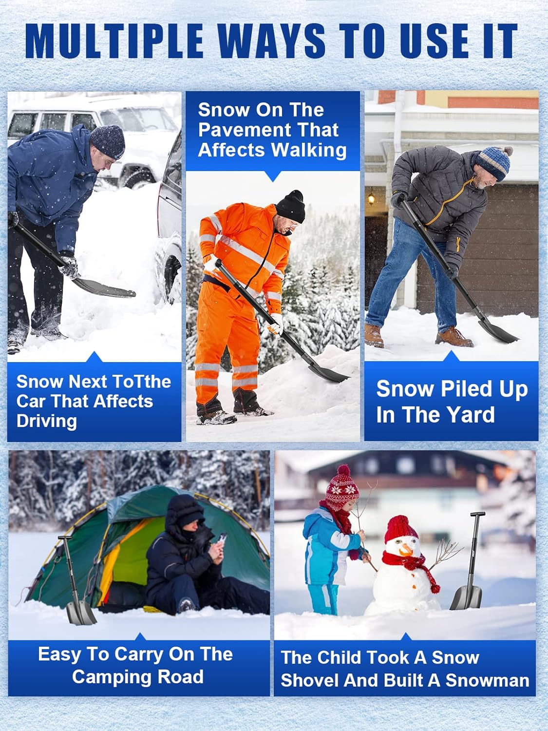 review IPSXP Aluminum Telescopic Snow Shovel, Detachable Emergency Snow Removal Tool, Camping, Garden and Outdoor Activities, Color:Black- 260CM