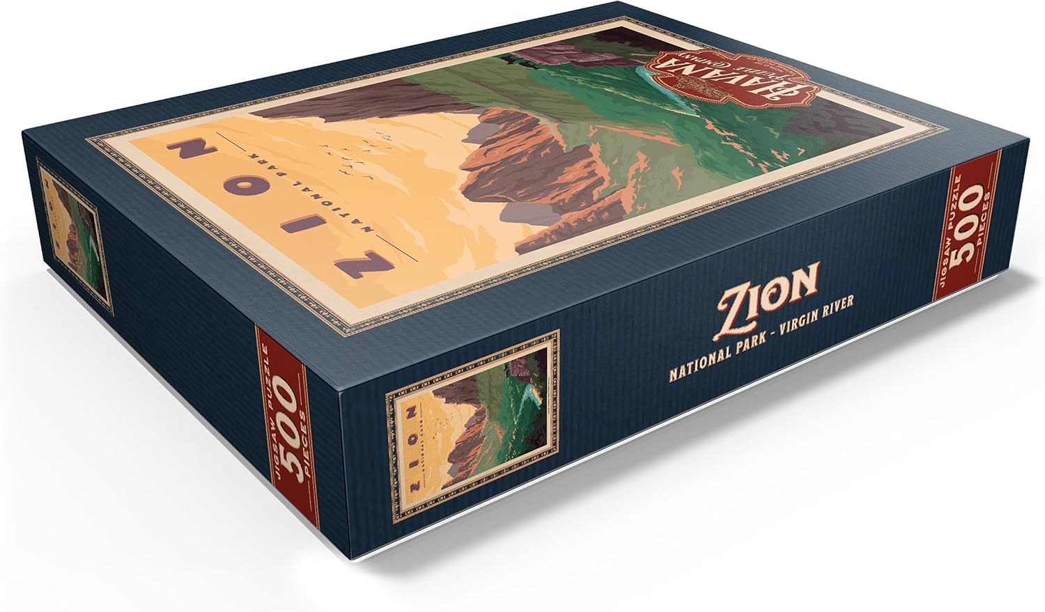 MyPuzzle Zion National Park - Virgin River, Vintage Travel Poster - Premium 500 Piece Jigsaw Puzzle for Adults