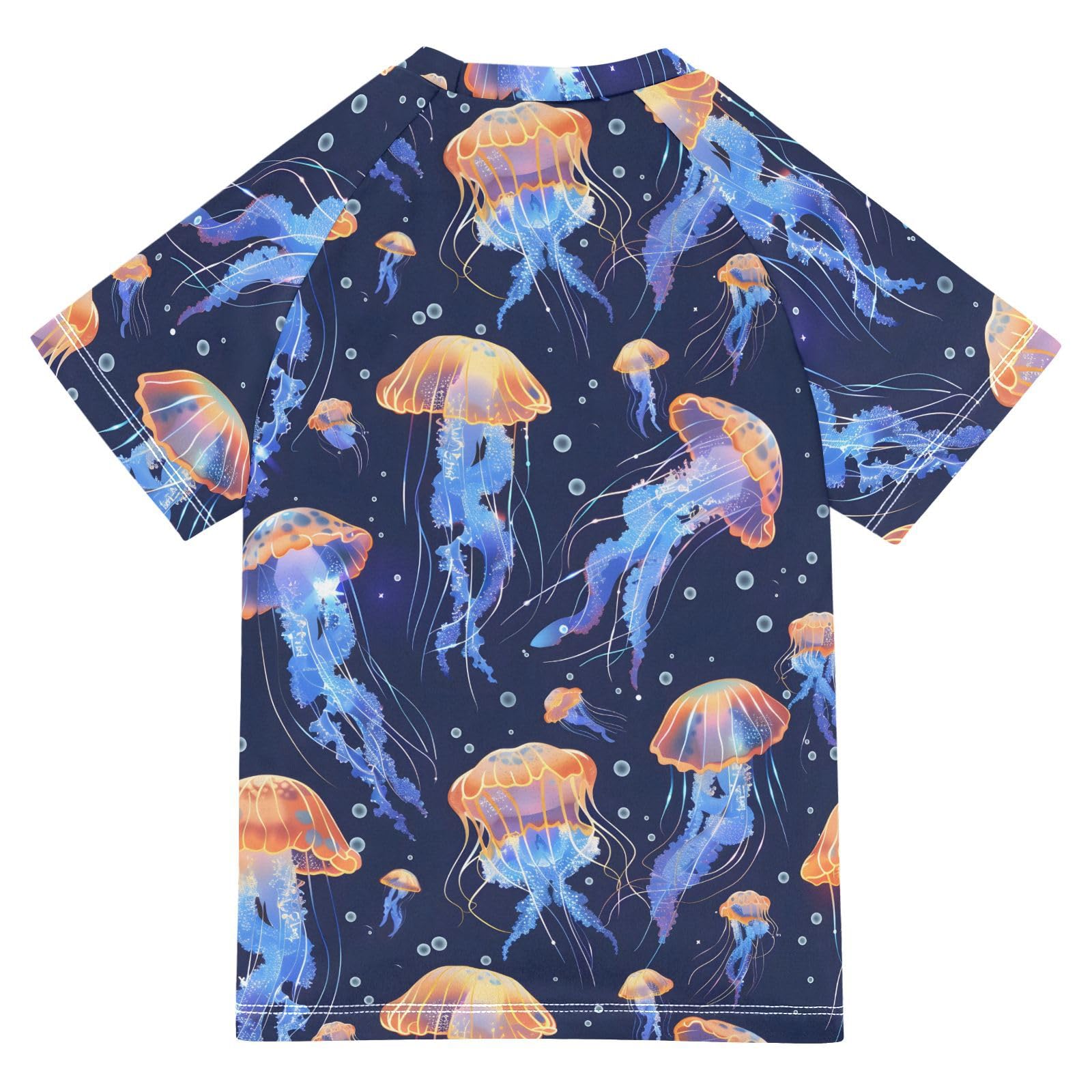 Boys Rash Guard Short Sleeve Swim Shirts for Boys Jellyfish Yellow Sun Protection 7-8T