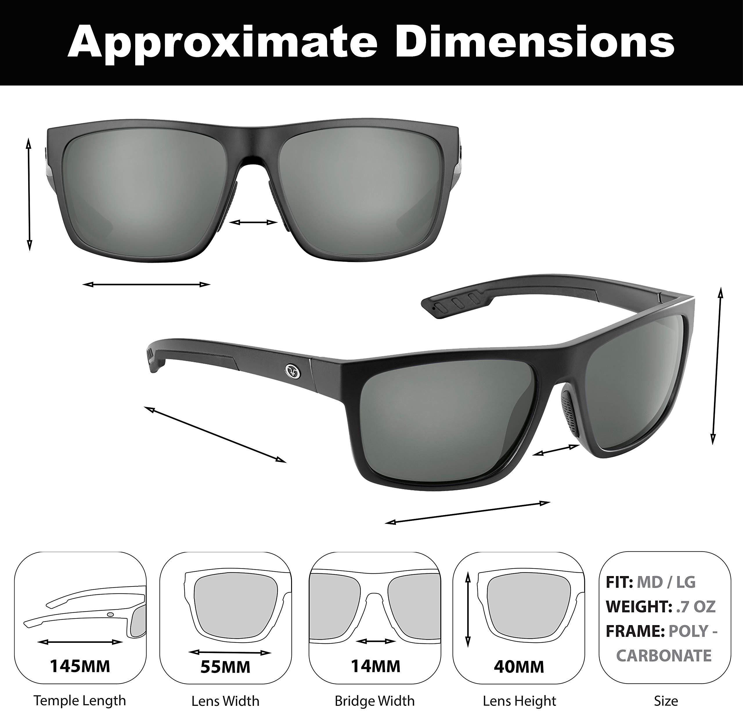 Flying Fisherman Occhiali da sole unisex offline polarizzati con lenti AcuTint, protezione UV, perfetti per pesca e sport all'aria aperta, montatura nero opaco/lenti fumé, medio-grande