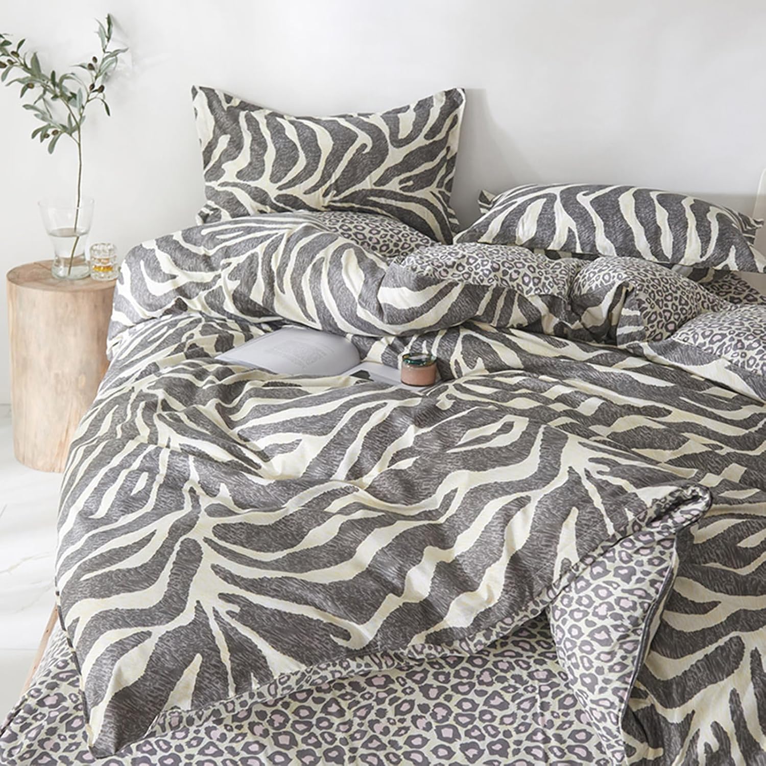 HALOZI Duvet Cover Set Twin Size Leopard Print Luxury Soft Bedding Set Comforter Cover with Zipper Closure and Corner Ties (1 Duvet Cover+2 Pillowcases)(Twin（68X90） inch)