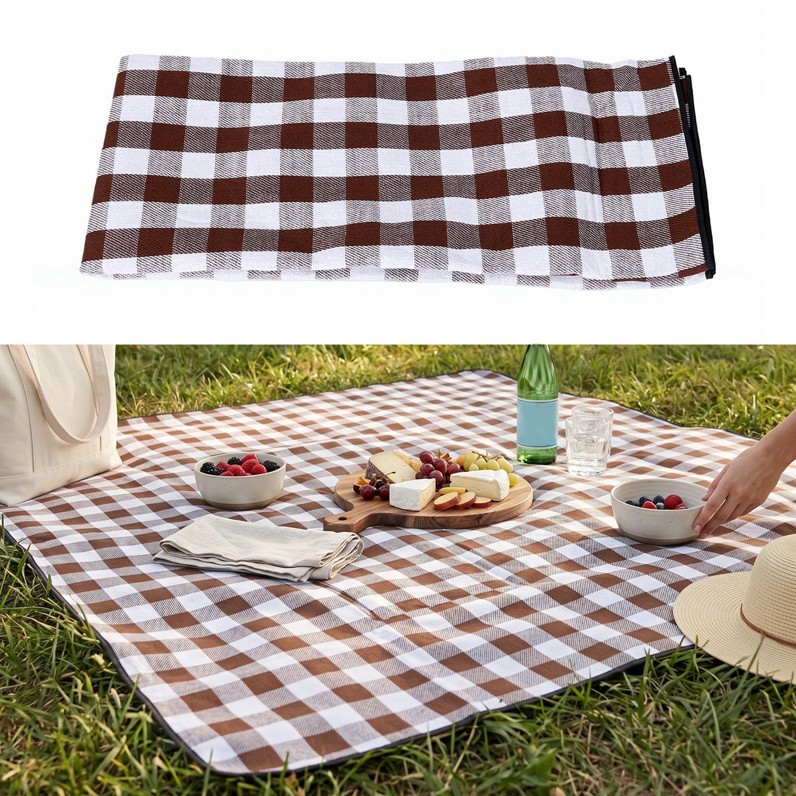 Koc Piknikowy Outdoor Extra Large, Mata Wodoodporna Piaskoodporna (Kawa)