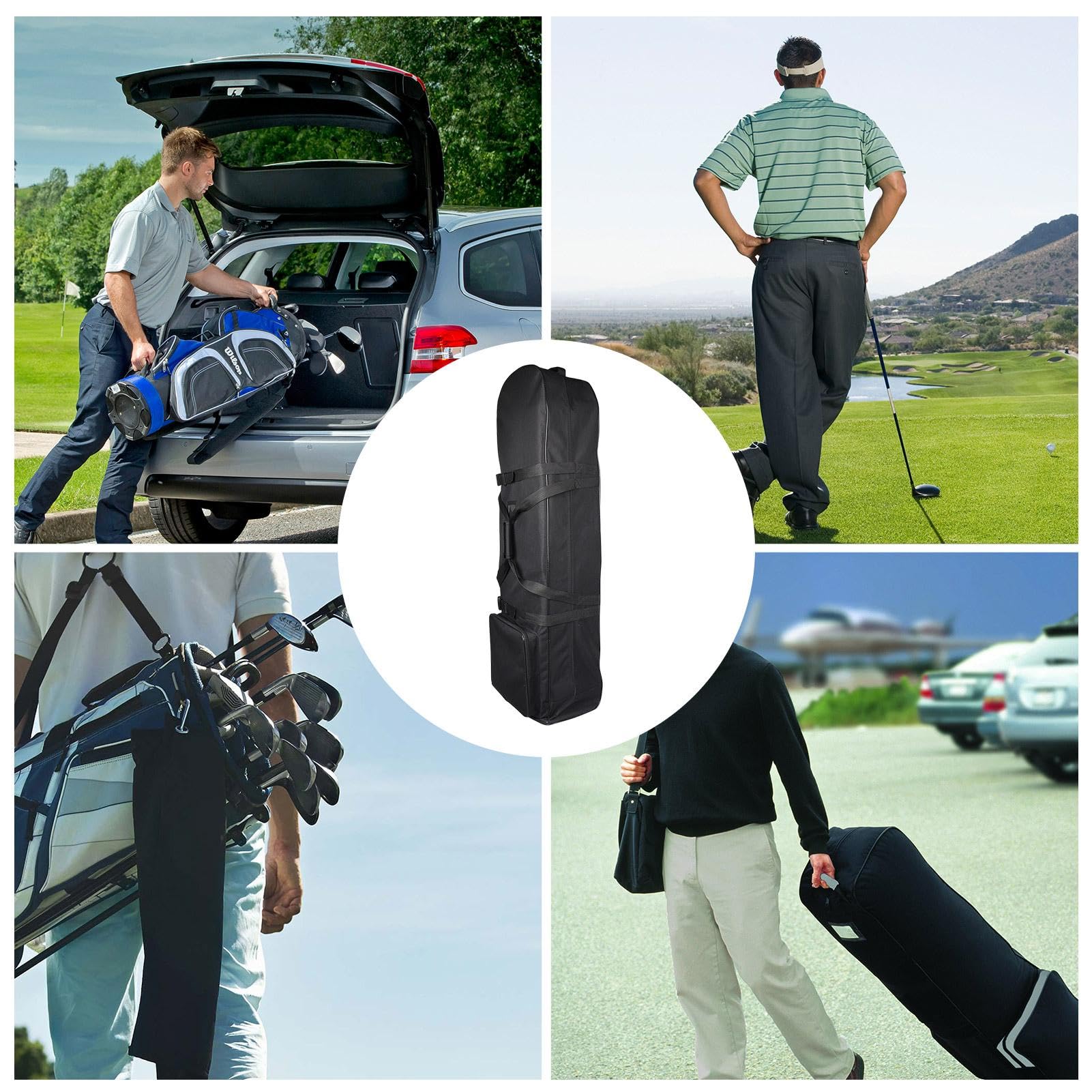 Bolsa de viaje de golf con ruedas | Funda de viaje de golf resistente | Funda impermeable para bolsa de golf, bolsa de transporte para palos de golf, funda protectora para palos de golf, bolsa de