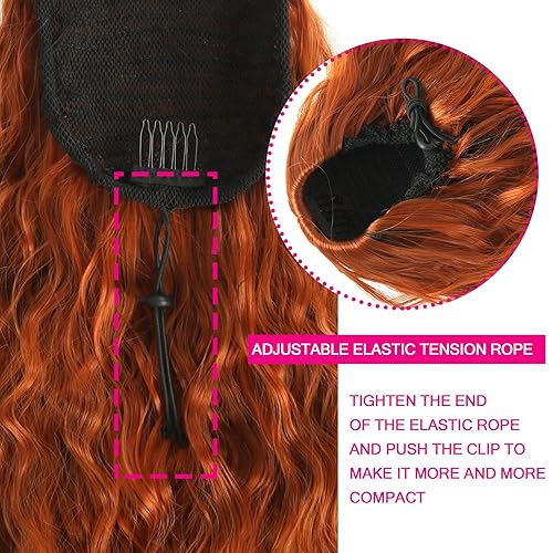 Miniatura 4 de Curly Drawstring Ponytail for Black Women Long 18Inch Kinky Curly Ponytail Extension Synthetic Afro Black Deep Curly Hair Ponytail Deep Wave