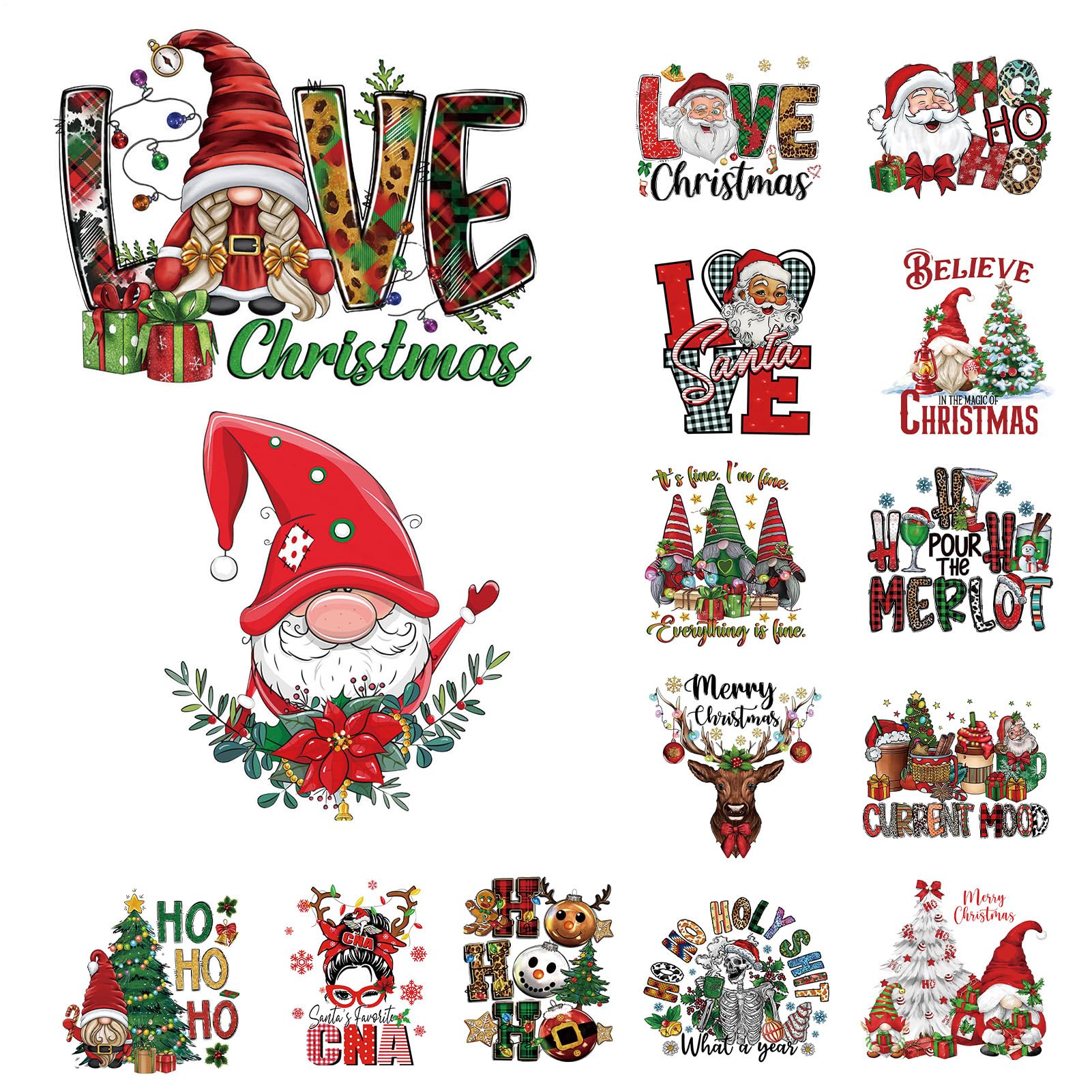 Autocollants thermocollants de Noël pour customiser facilement un T-shirt ou tissu sans couture