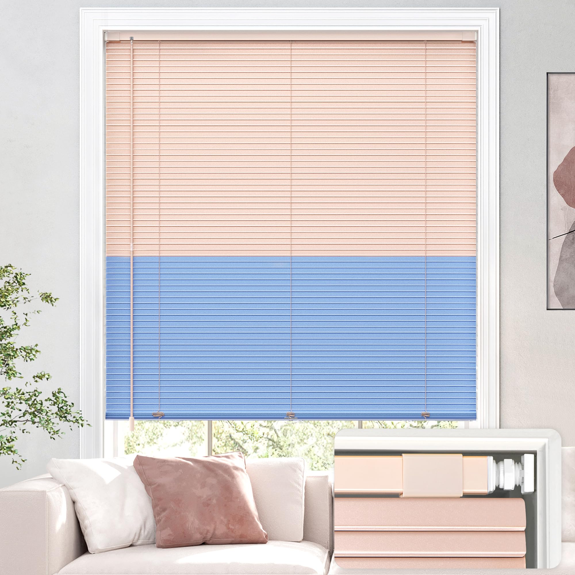 アデレイslimメソッド2本 Amazon.com: Two-Tone No Drill Blinds for Windows, Cordless Custom