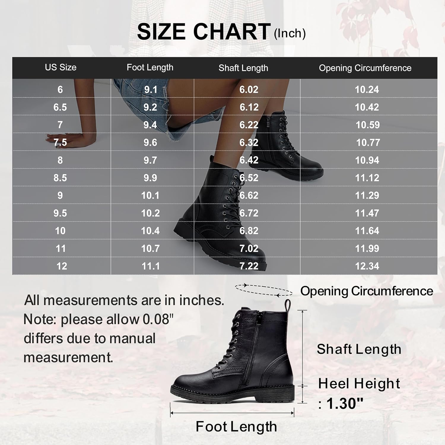 Vepose Women's Combat Ankle Black Flat Boots, Military Fashion 925 Booties Inner Zipper - Image 6