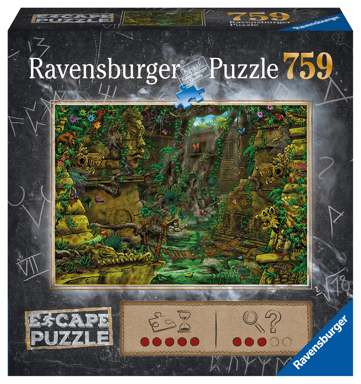 Ravensburger - Escape Puzzle - Temple Angkor Wat - pour Adultes et Enfants dès 12 Ans - 759 pièces, 1 Guide de Jeu, 1 enveloppe Solution - Inspiré des Jeux d'évasion - 19957