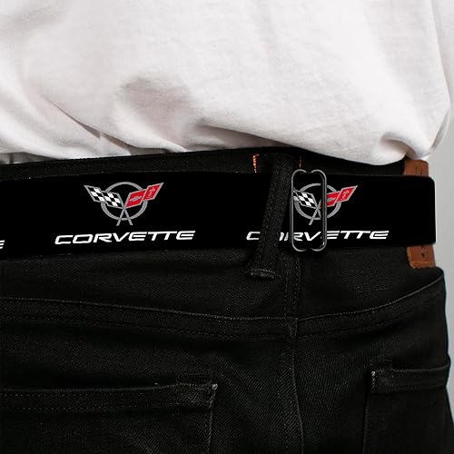 Miniatura 4 de Buckle-Down Cinturón de seguridad - CORVETTE C5 Logo NegroGrisBlancoRojo Repetición - 1.0 pulgadas de ancho - 20-36 pulgadas de largo