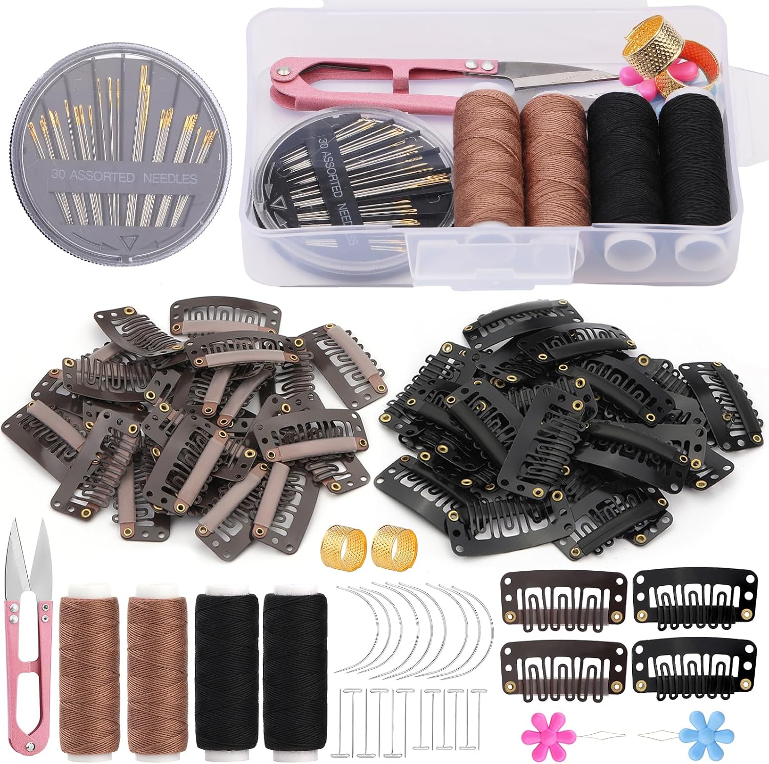 ENCHOL 60 Pieces Wig Clip Set, U-Shape Hair Extension Clips, Metal Snap ...