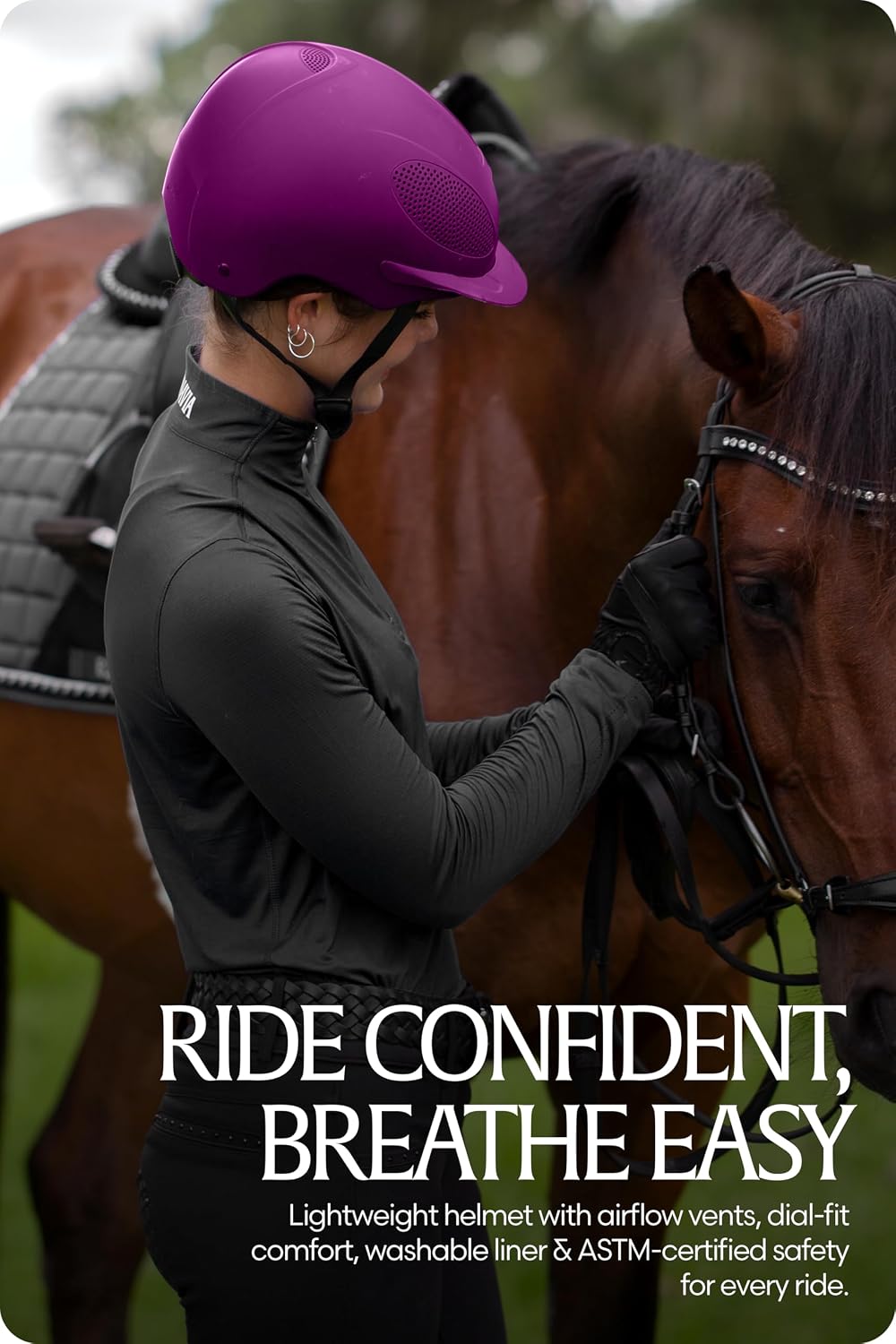 Equinavia Skylar Horse Riding Helmet – Lightweight Equestrian Helmet with Airflow Vents, Adjustable Dial & Removable Liner, ASTM F1163-23/SEI Certified