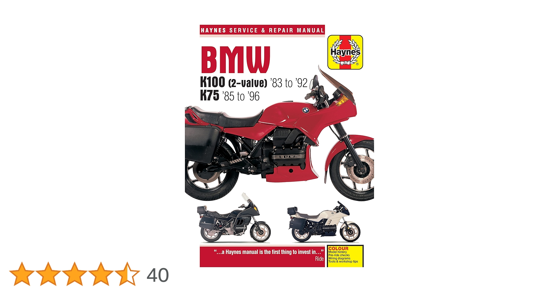 BMW K100 & 75 2-valve Models (83 - 96) Haynes Repair Manual