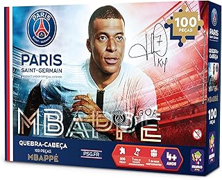 Quebra-Cabeça Mbappe 100 Peças Puzzle, Desafie-se e Monte Coleção PSG Mimo Toys - 2307