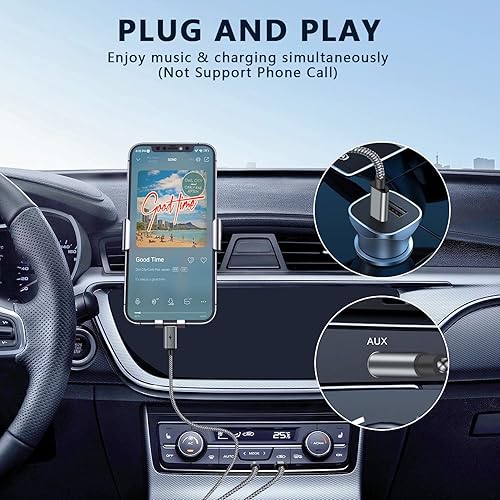 Miniatura 4 de Cable auxiliar USB C a 0.138 in para automóvil con cargador USB C (blanco)