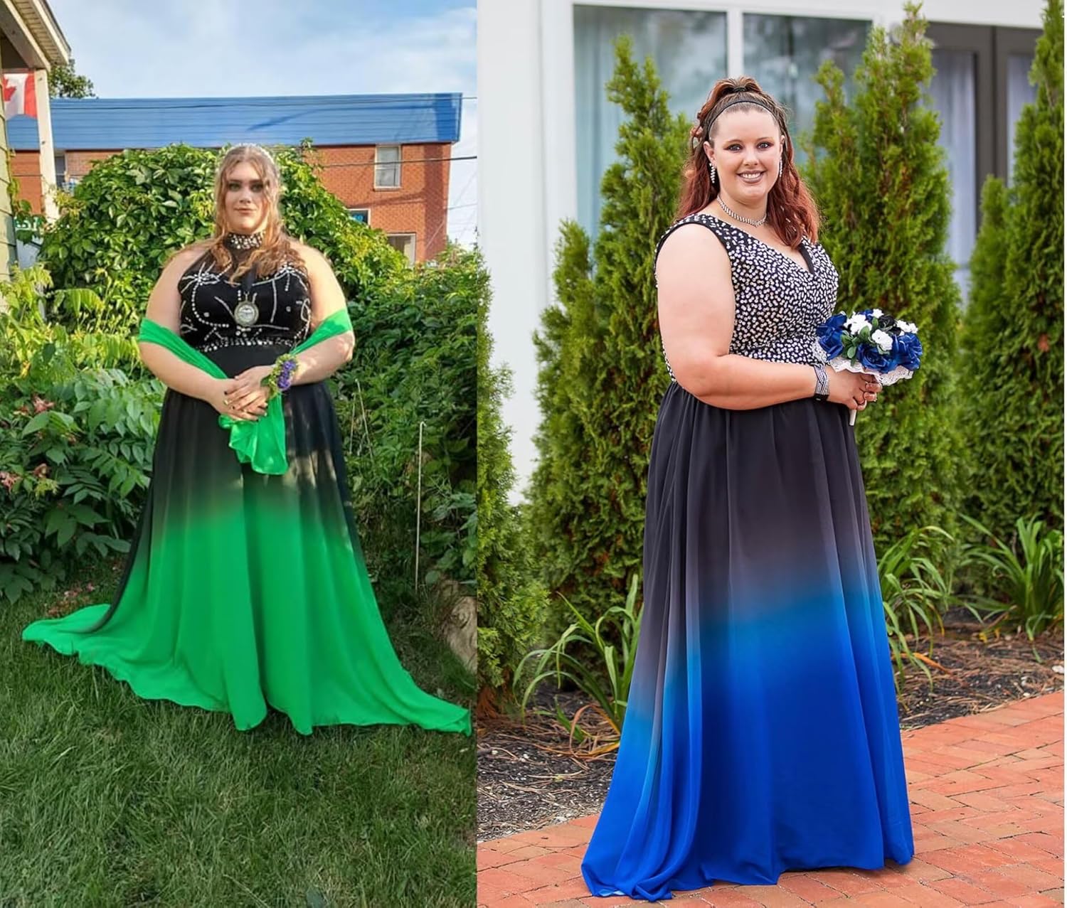 Women's Top Gradient Evening Prom A Line Gowns