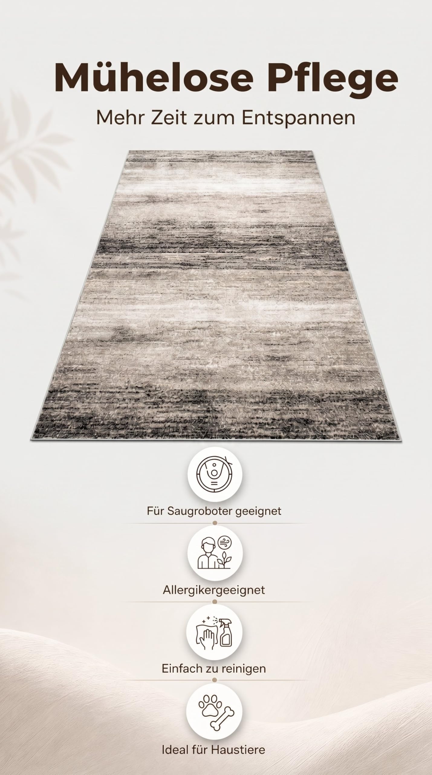 oKu-Tex Bettumrandung Set 3-teilig [67x340 cm | 2 mal 67x140 cm] Beiger Bettvorleger, meliert - weicher Kurzflor pflegeleicht - Bettvorleger Schlafzimmer - Modernes meliertes Design - Deutsche Marke