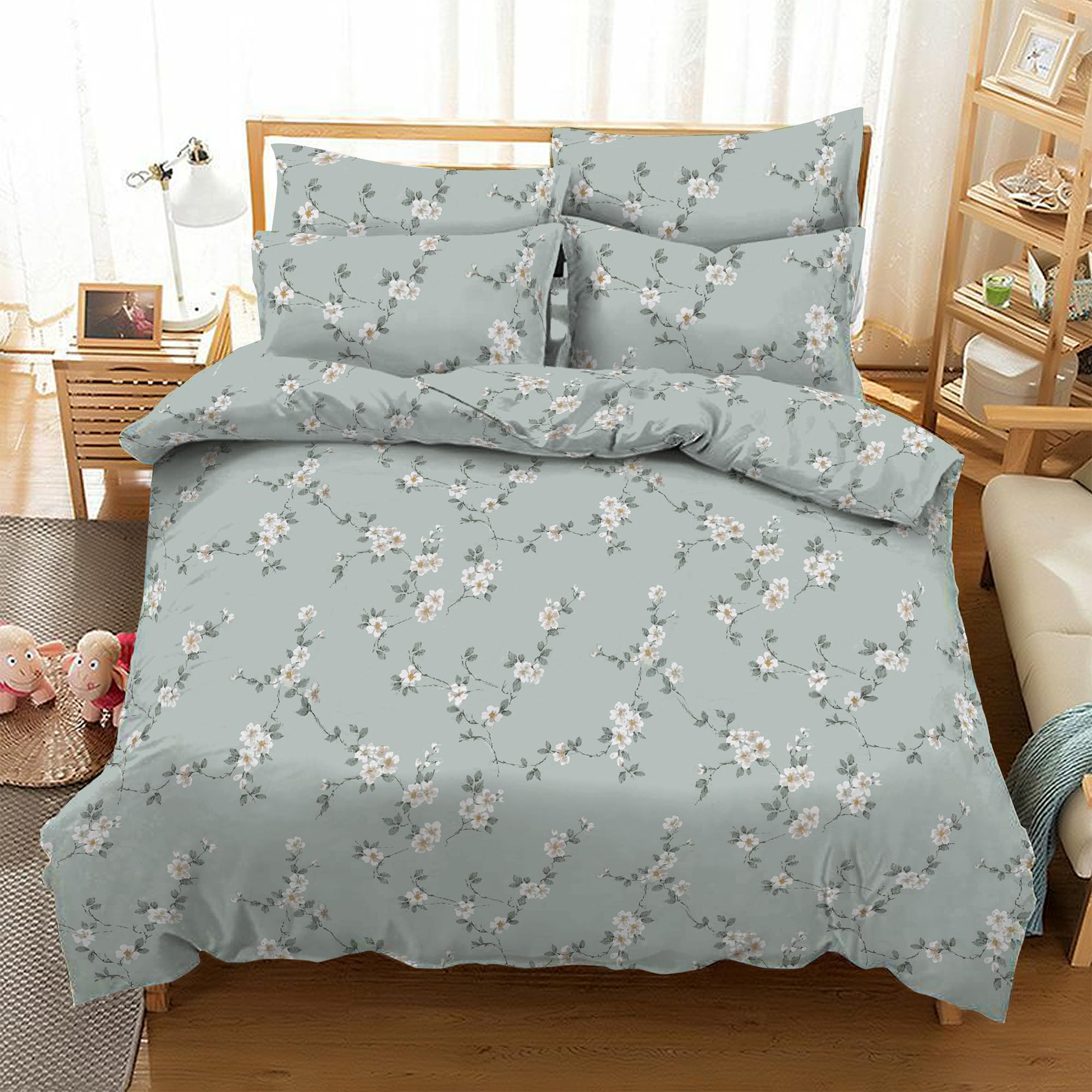 DANYDude 400 Thread Count Floral Printed Pillow Cases Pack of 4 100% Egyptian Cotton Pillow Covers Soft & Machine Washable Printed Pillow Cases 4 Pack Room Decor - Image 5
