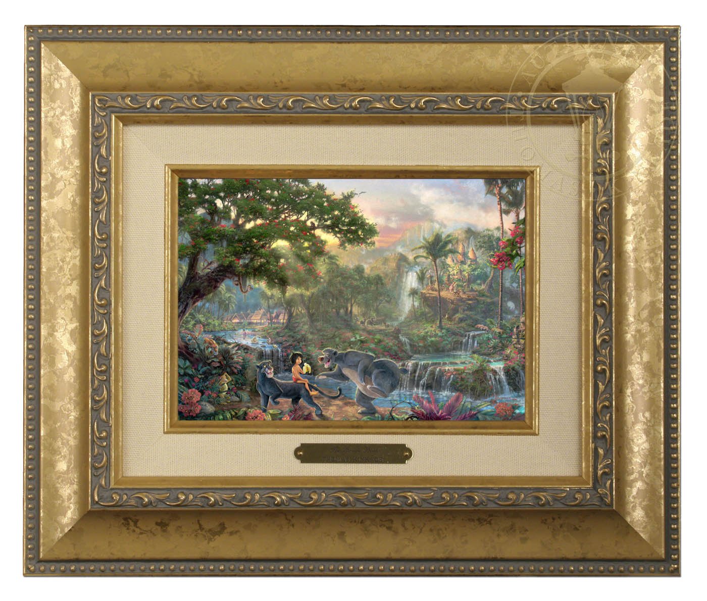 Thomas Kinkade Disney The Jungle Book Brushwork (Gold Frame)