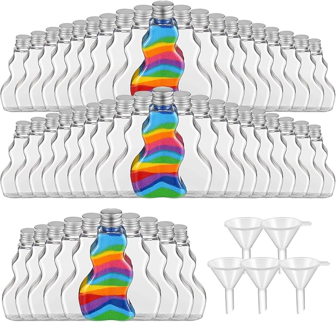 50 Pcs Sand Art Bottles Bulk Wave Shaped Plastic Bottles