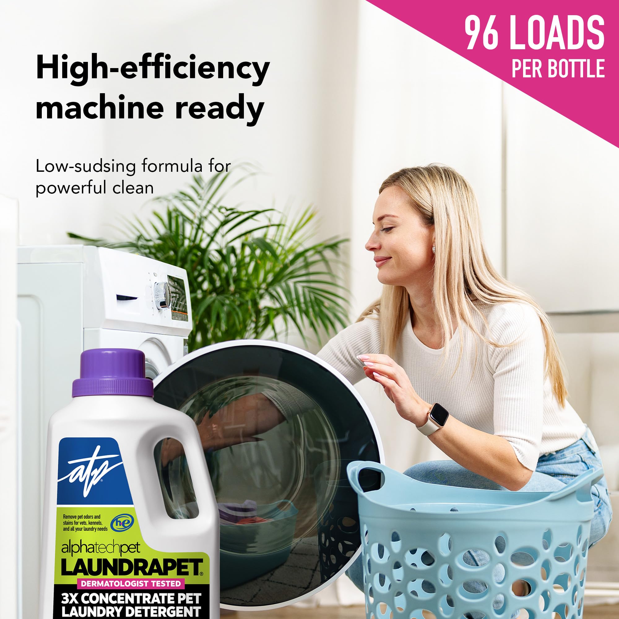 LaundraPet Detergente de lavandería Premium | Elimina olores y manchas animales | Ideal para el hogar, clínica o perrera | Detergente económico para mascotas | 64 oz