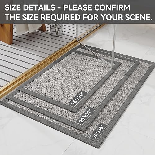 Miniatura 14 de Alfombra de baño de medio círculo, alfombras de baño finas para debajo de la puerta, de secado rápido, antideslizante, lavable, con respaldo de