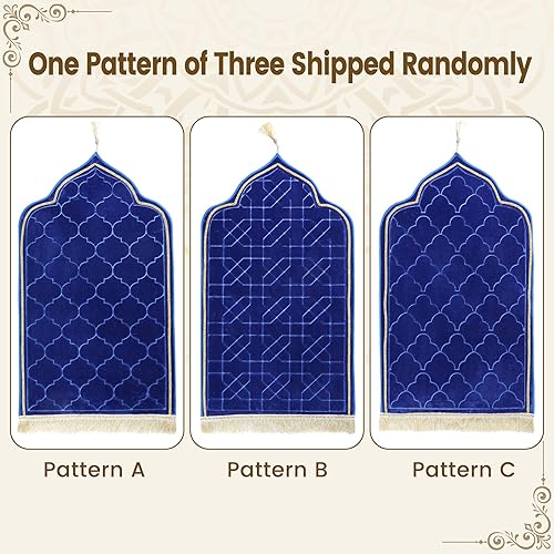 Miniatura 3 de Alfombra de oración musulmana islámica, gruesa y acolchada grande para niños, hombres y mujeres, alfombras de oración de terciopelo suave para