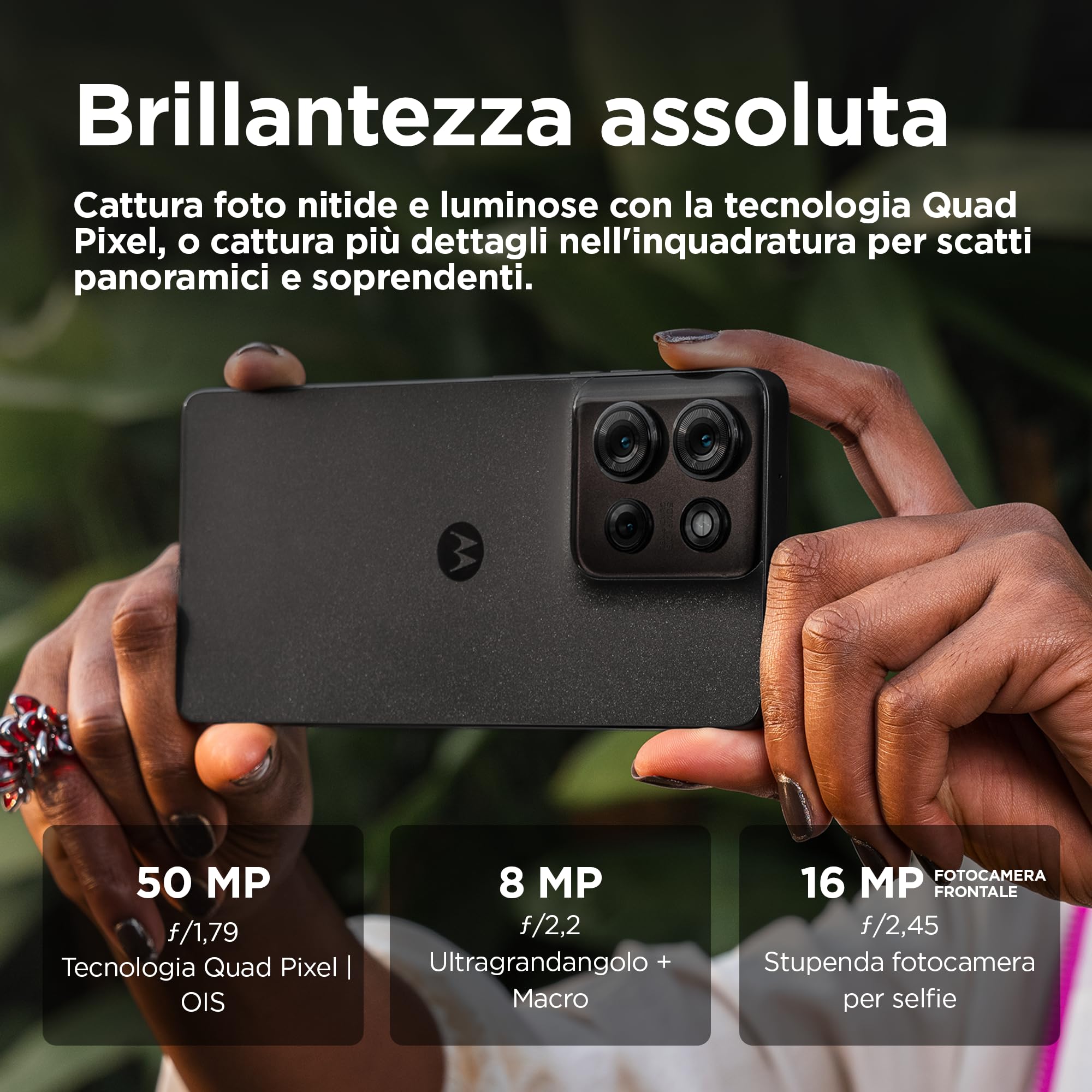 moto g75 5G (8/256GB, display 6.78" FHD+ 120Hz, 50MP+8MP+Sensore antisfarfallio, Qualcomm Snapdragon 6 Gen 3, selfie 16MP, 5000mAh, ricarica rapida 30W, Android 14), Charcoal Grey