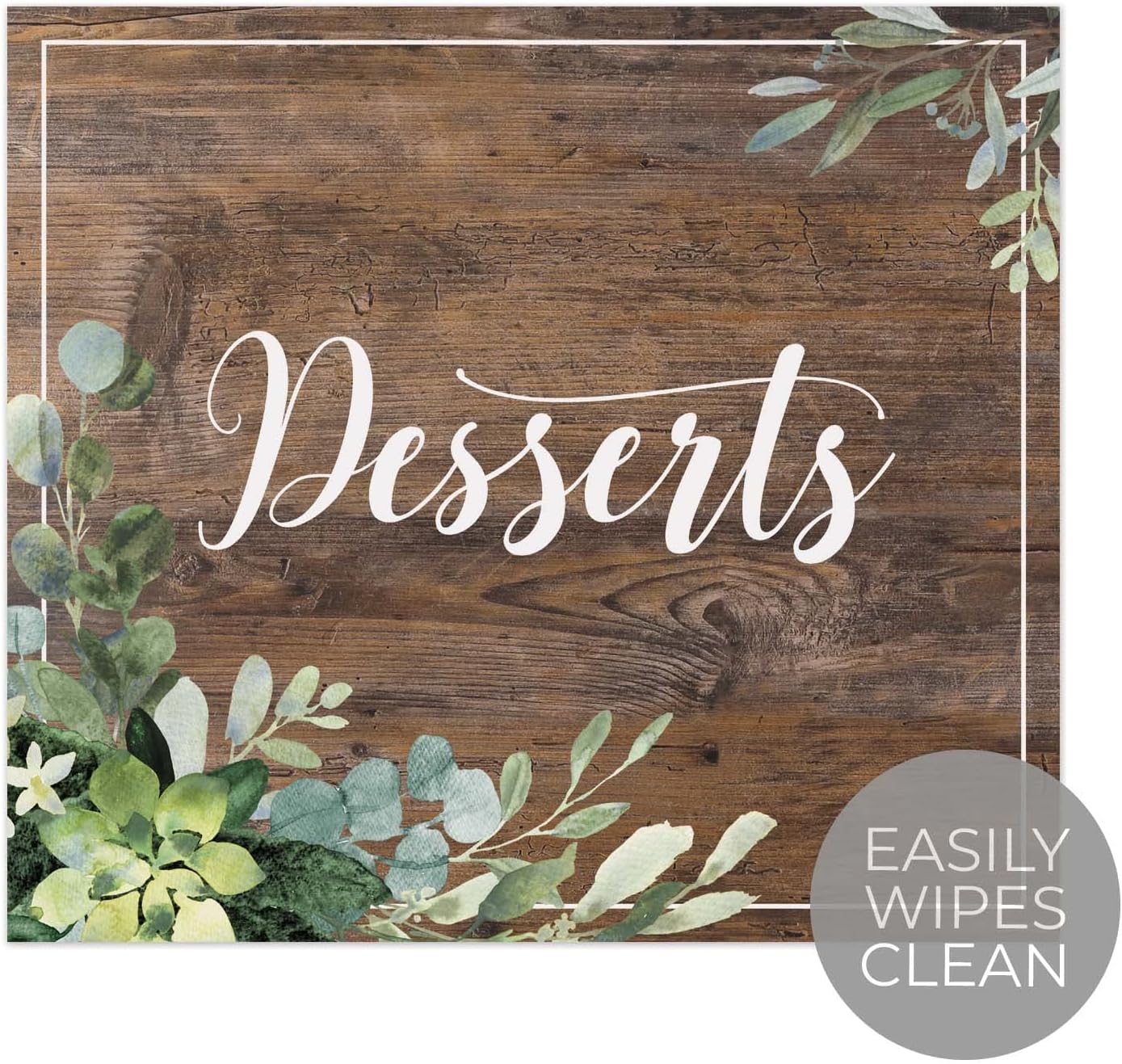Lush Greenery Desserts Sign / 8" x 9" Rustic Wedding Event/Greenery Faux Wood Table Top Dessert Sign/Sweets And Treats Event/Made In The USA