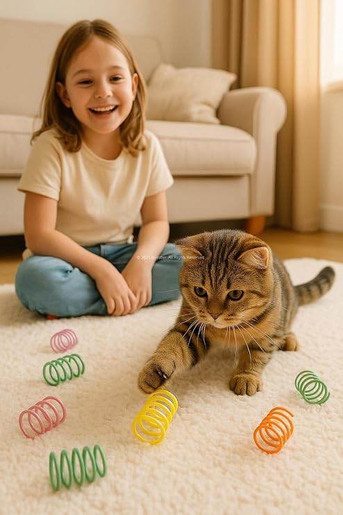 Busstier Karışık Boyutlu Spiral Yay Kedi Oyuncakları 10 Parça Renkli İnce Kalın Uzun Kısa Yaylar Yavru ve Yetişkin Kediler İçin Eğlenceli İnteraktif Oyuncak Seti
