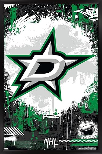 Trends International NHL Dallas Stars - Póster de pared con logotipo Maximalist 23, 14.72 x 22.37 pulgadas, versión enmarcada en negro