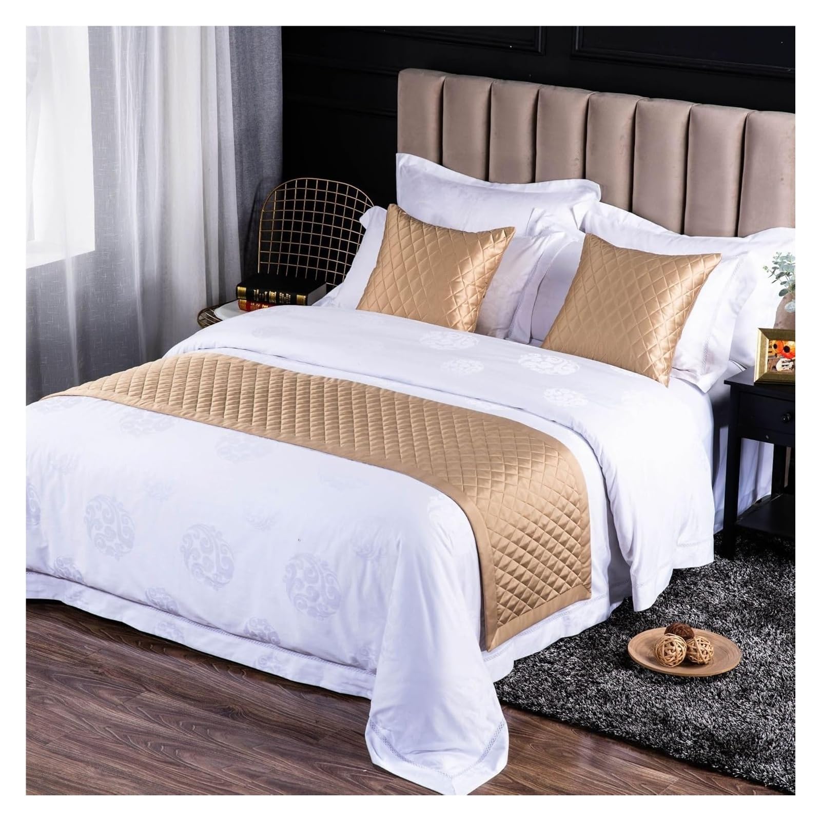 JFGCTYHXY Bed linen throws, Modern Rhombic Bedding Scarf Protection Bed End Slipcover Scarves For Bedroom Hotel Bedspread(Bruin,50 * 240cm for 180cm Bed)