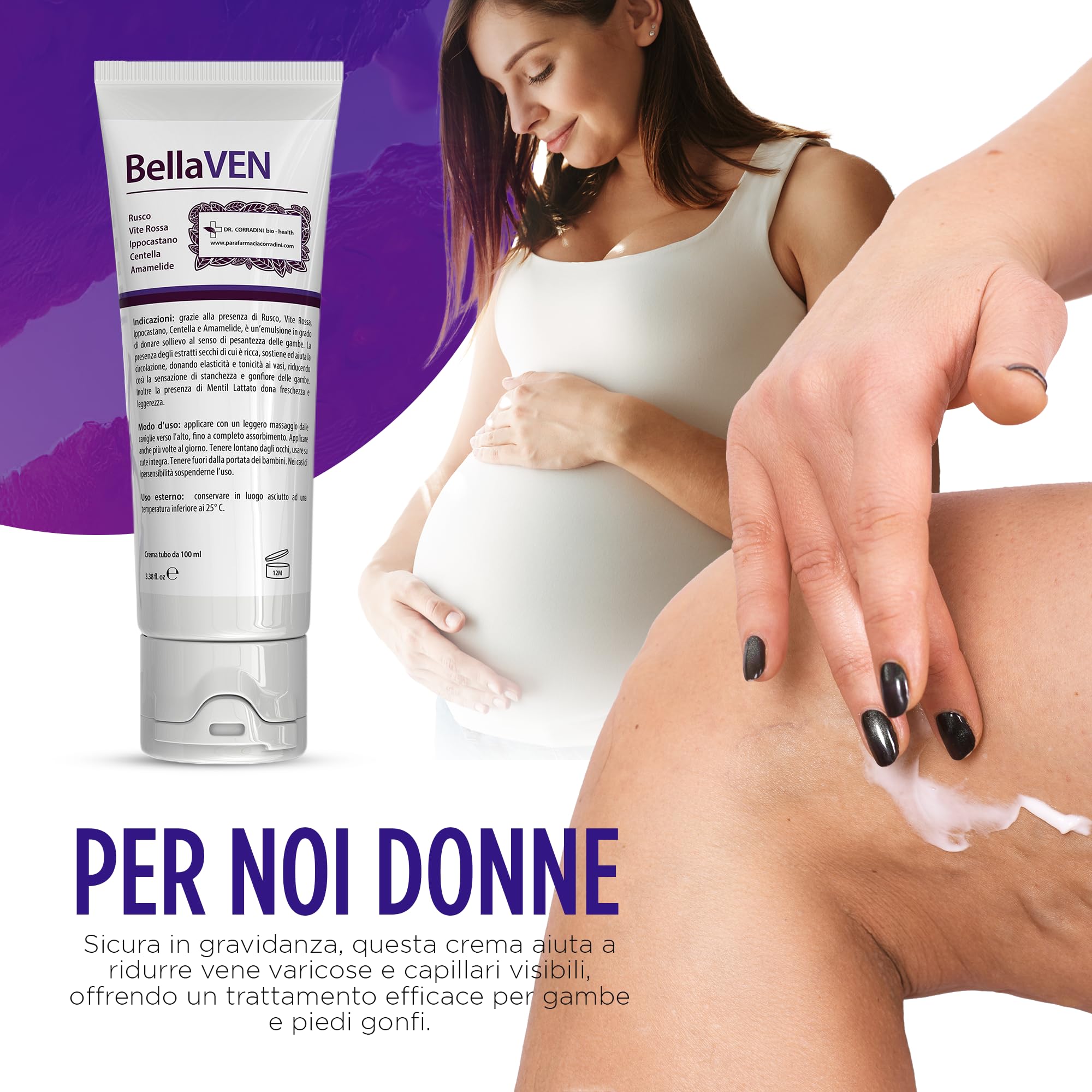 Dr. Corradini Crema Vene Varicose e Capillari con Rusco Vite Rossa Ippocastano Centella e Amamelide - Crema Gambe Stanche e Pesanti 100ml