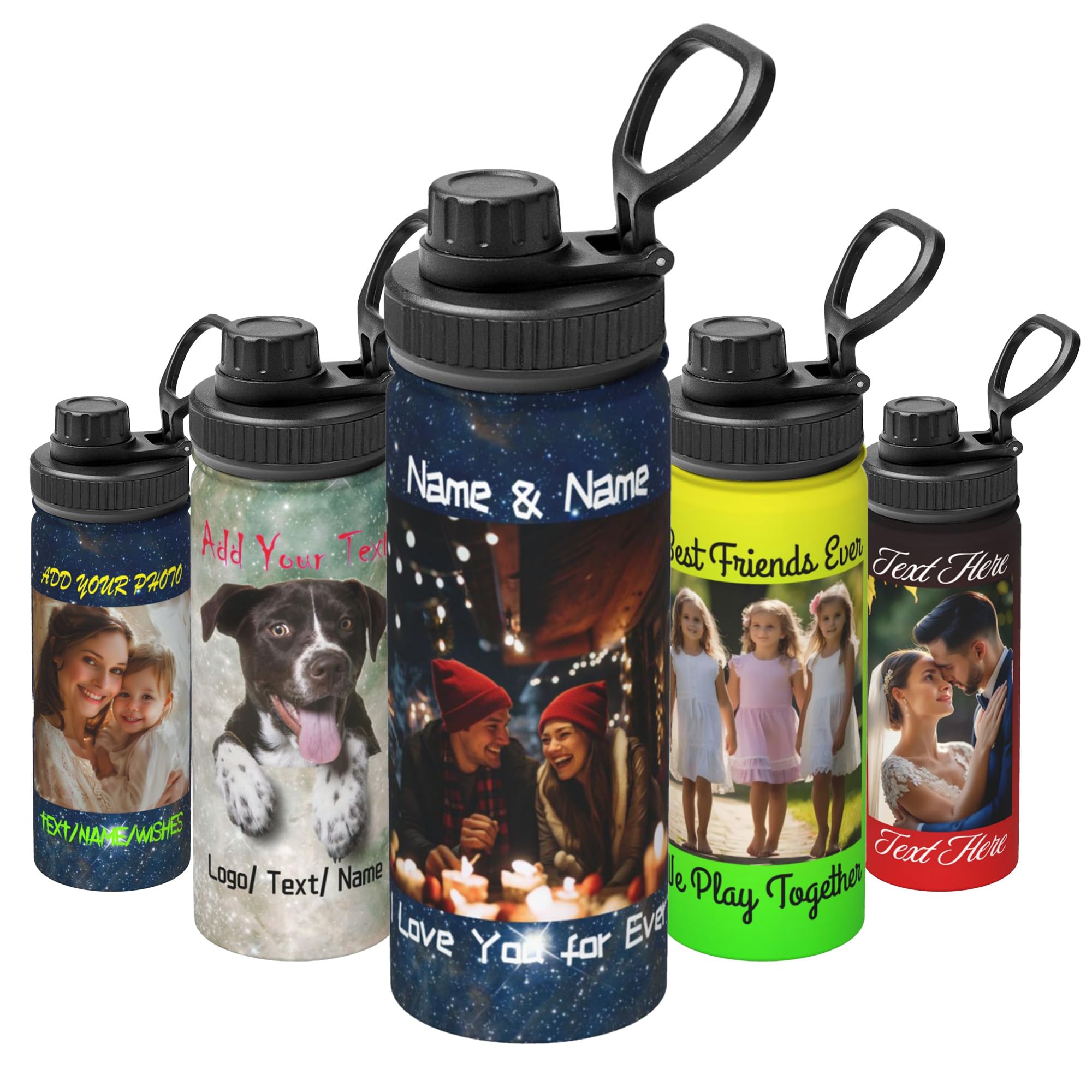 Mount Hour Custom Photo 18 OZ Insulated Stainless Steel Bottles with Picture Logo Text DIY Sports Water Tumbler with Lid Unisex Coffee Cup for Outdoor
