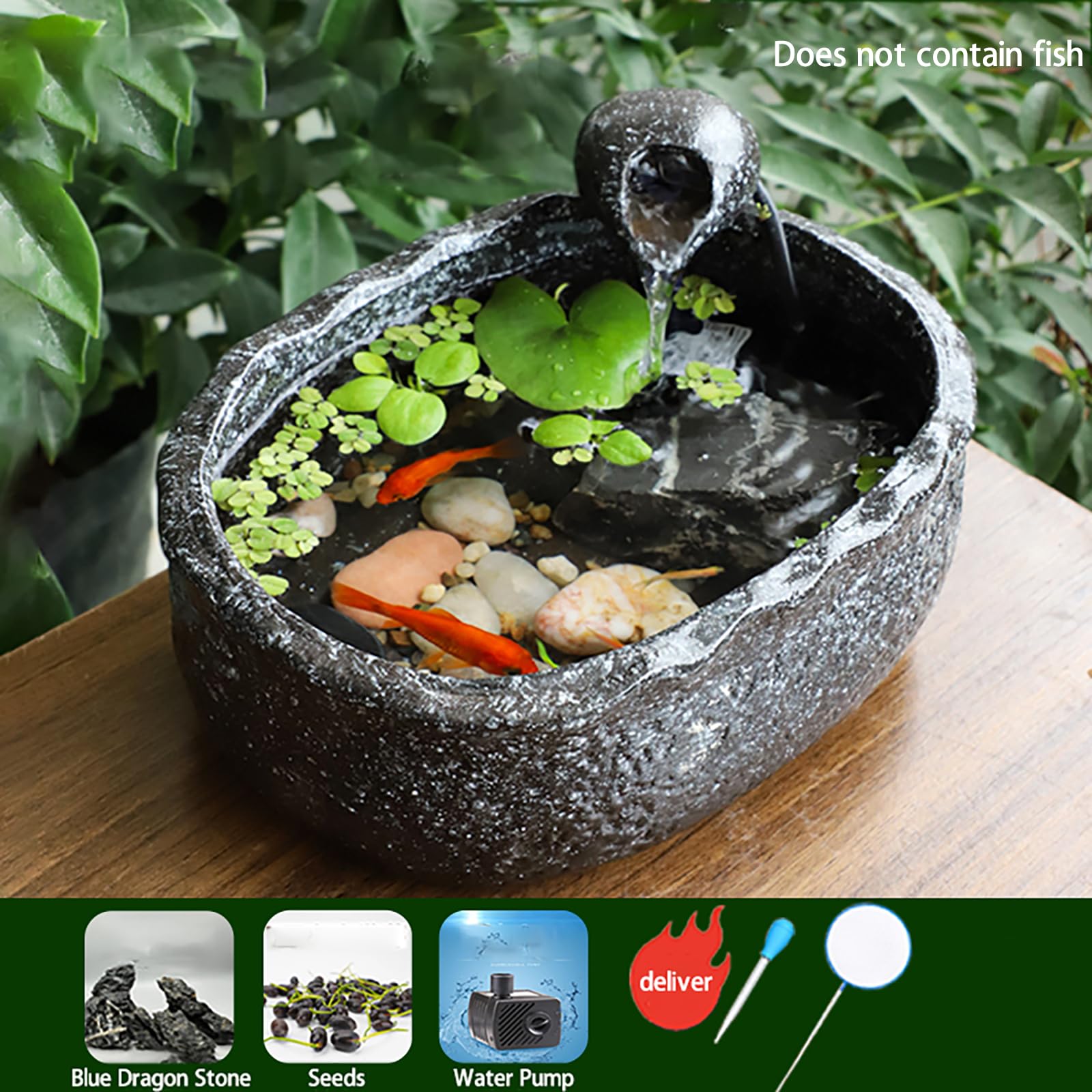 Pecera EcolóGica Antigua con CirculacióN De Agua, Pecera De CeráMica De Escritorio para Peces Luchadores, DiseñO De Hoja De Loto, FáCil De Limpiar Y Resistente Al Desgaste