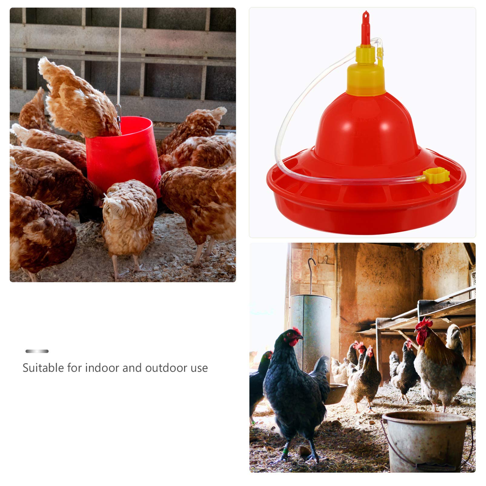 Abbeveratoio Automatico per Polli e Oche in Plastica, Resistente al Freddo al Calore, per Uso Interno ed Esterno, Rosso