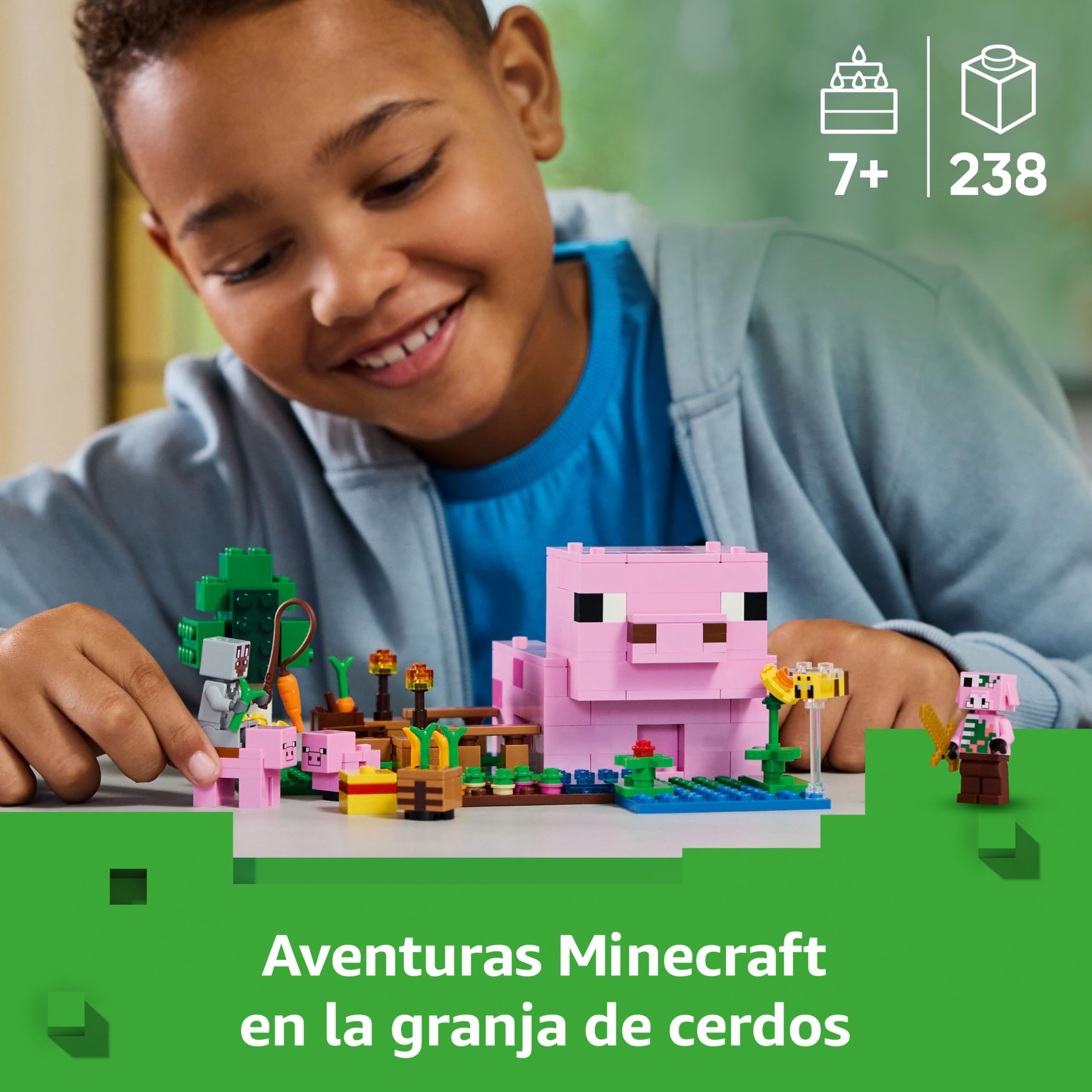 LEGO Minecraft La Casa-Cerdo Bebé, Granja con Animales de Juguete - Figuras de Héroe, Criaturas y Bioma de Granja y Bosque - Regalo Gamer para Niños y Niñas de 7+ Años 21268 — view 2