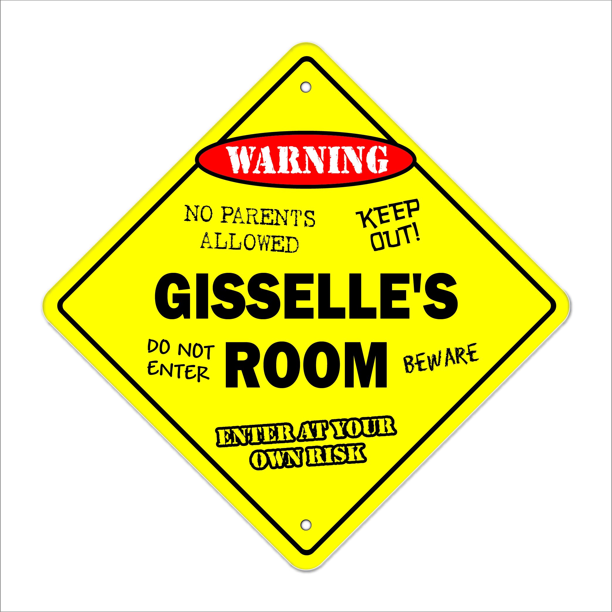 Gisselle's Room Sign Crossing Zone Xing | Indoor/Outdoor | 12" Tall Plastic Sign kids bedroom decor door children's name boy girl